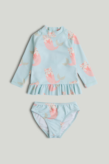 Mothercare Mermaid Sunsafe UPF50+ Rash Vest and Bikini Bottoms Set