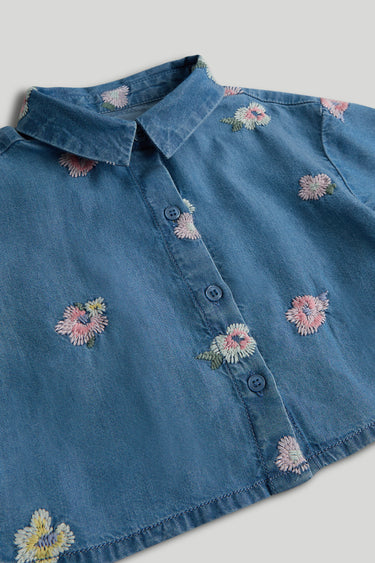 Mothercare Blue Embroidered Shirt and Shorts Outfit