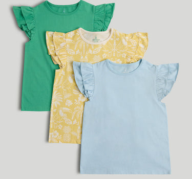 Mothercare Frill Sleeve T-Shirts - 3 Pack