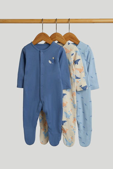 Mothercare Whale Sleepsuits - 3 Pack