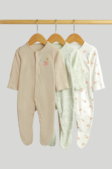 Mothercare 3 Pack Camel Sleepsuits