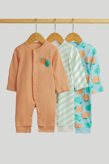 Mothercare 3 Pack Fruit Footless Sleepsuits