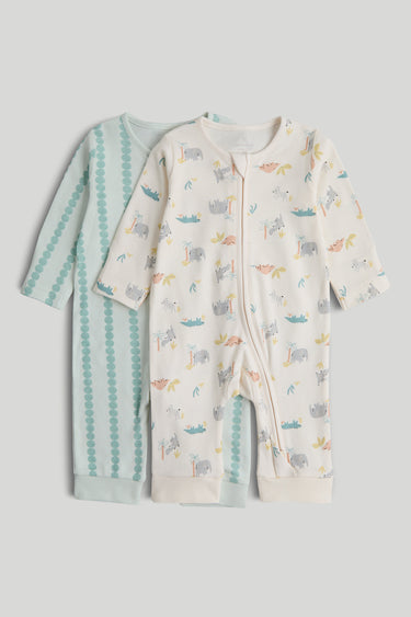 Mothercare 2 Pack Footless Zip-Up Sleepsuits
