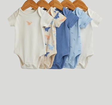 Mothercare Whales Short-Sleeved Bodysuits - 5 Pack