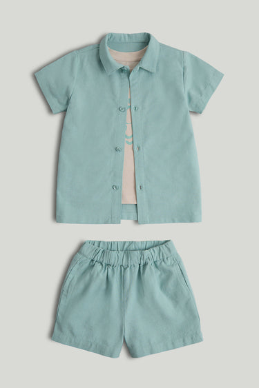 Mothercare Linen Blend Shirt, T-Shirt and Shorts Outfit