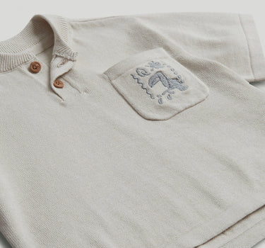Mothercare Beige Knitted Henley Top