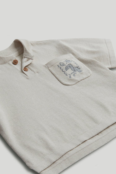 Mothercare Beige Knitted Henley Top