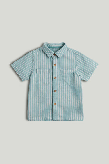 Mothercare Green Striped Linen Blend Shirt