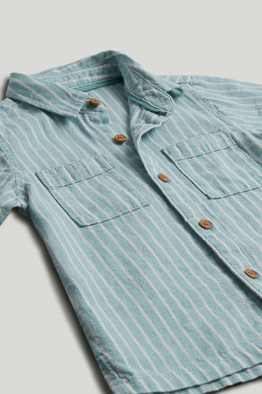Mothercare Green Striped Linen Blend Shirt