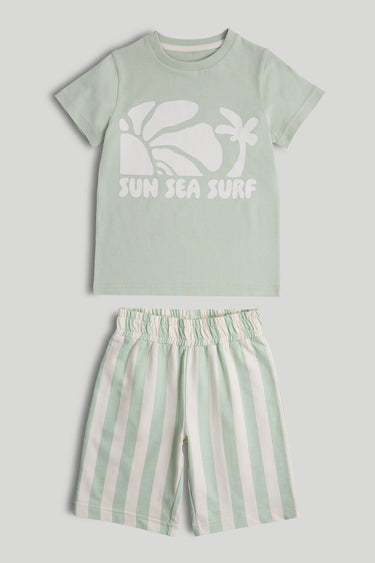 Mothercare Green T-Shirt and Shorts Outfit