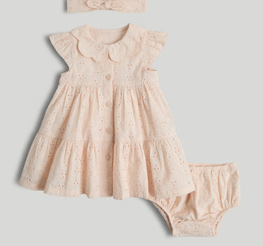 Mothercare Apricot Broderie Dress, Knickers and Headband Outfit
