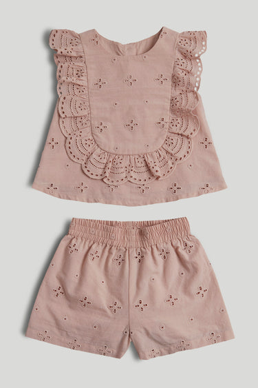 Mothercare Pink Broderie Top and Shorts Outfit