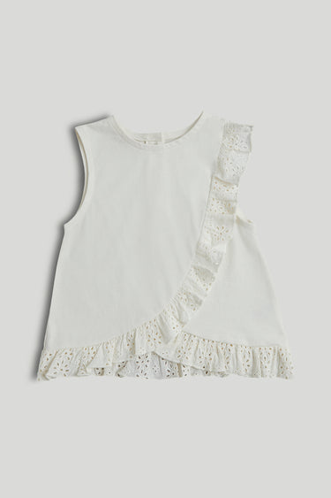 Mothercare Cream Broderie Frill Blouse