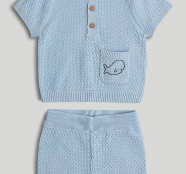 Mothercare Blue Knitted Top and Shorts Outfit