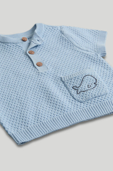 Mothercare Blue Knitted Top and Shorts Outfit