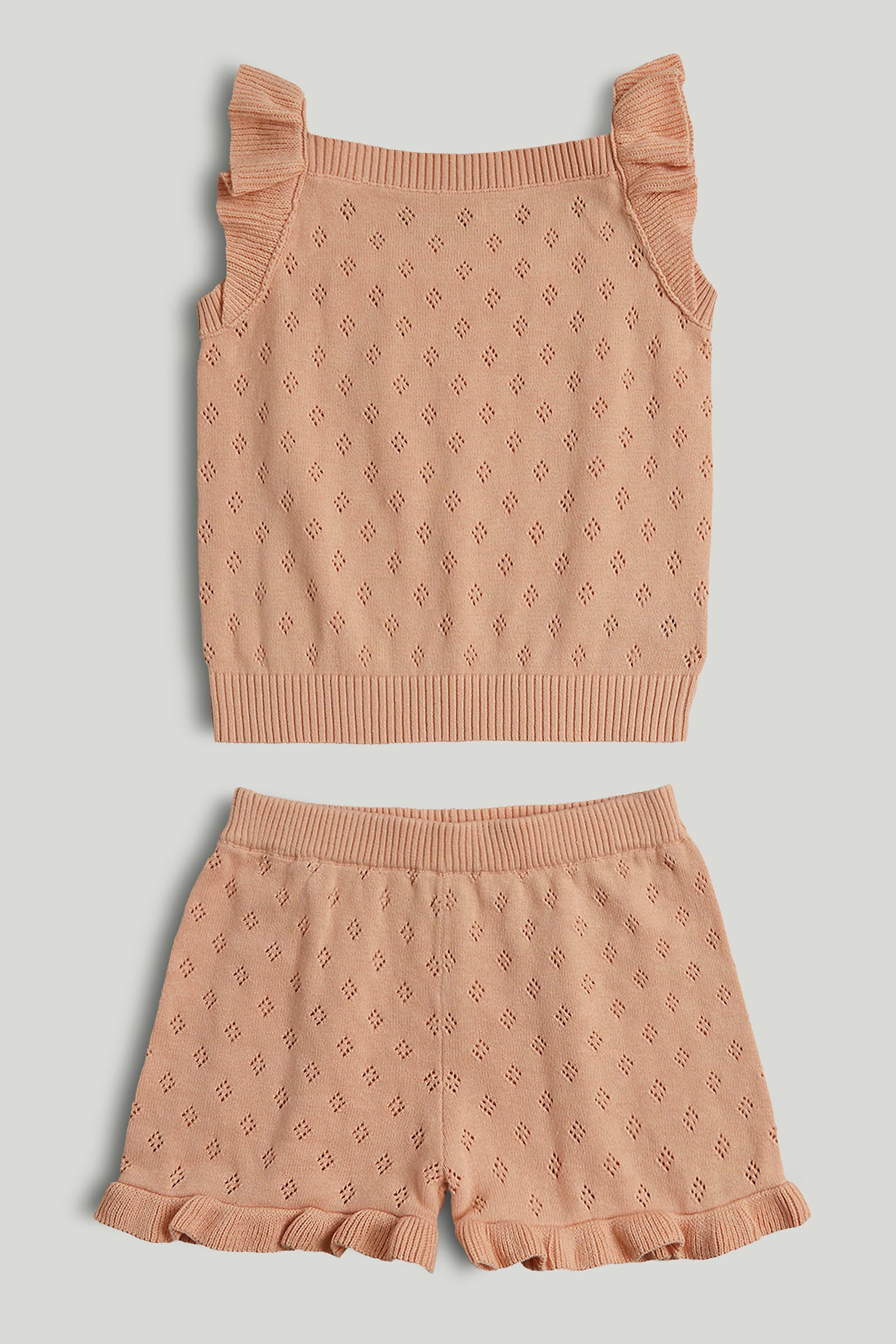 Mothercare Apricot Knitted Top and Shorts Outfit