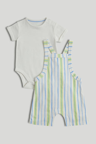 Mothercare Striped Bibshorts and Bodysuit Outfit