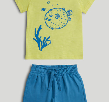 Mothercare Puffer Fish T-Shirt and Shorts Outfit