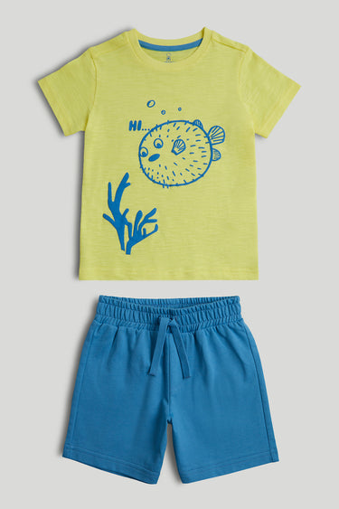 Mothercare Puffer Fish T-Shirt and Shorts Outfit