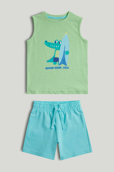 Mothercare Crocodile Vest T-Shirt and Shorts Outfit