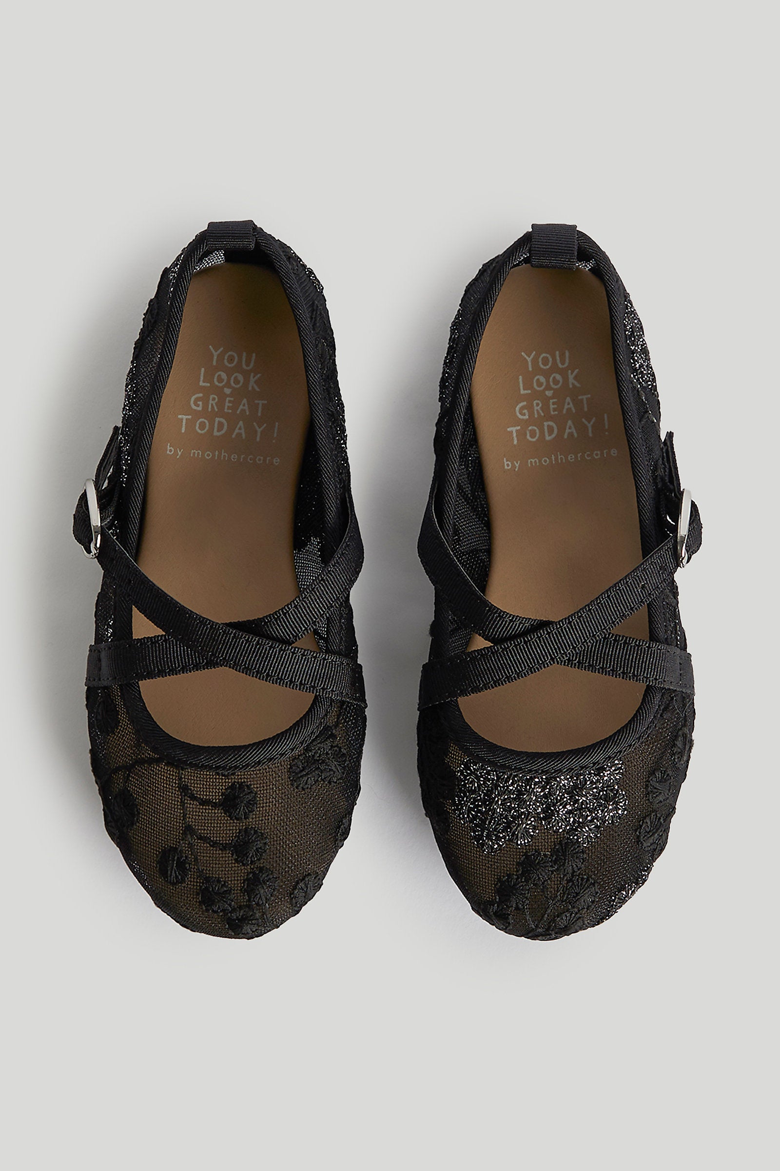Mothercare Black Mesh Ballerina Shoes