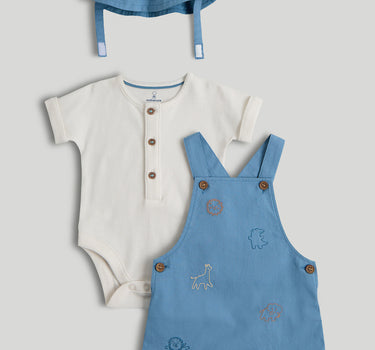 Mothercare Bibshorts, Bodysuit and Sun Hat Outfit