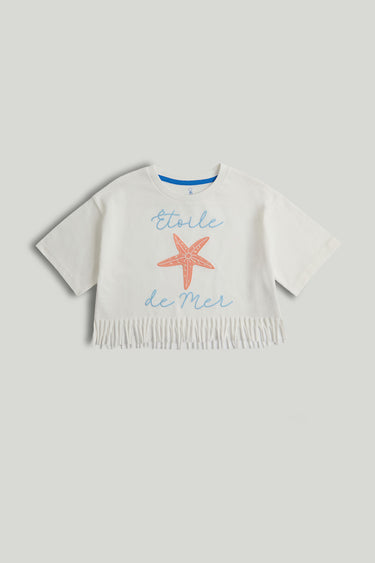 Mothercare White Fringed T-Shirt