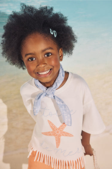 Mothercare White Fringed T-Shirt