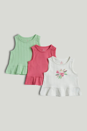 Mothercare 3 Pack Ribbed Vest T-Shirts