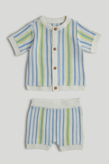 Mothercare Striped Knitted Top and Shorts Outfit