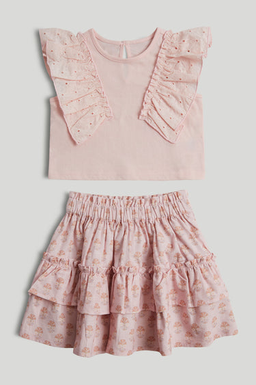 Mothercare Pink Ruffle Top and Skirt Outfit
