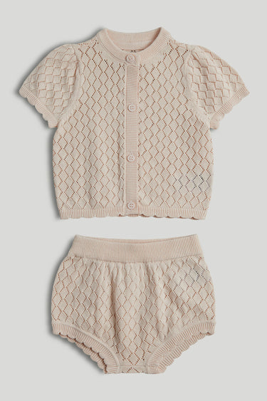 Mothercare White Knitted Top and Shorts Outfit