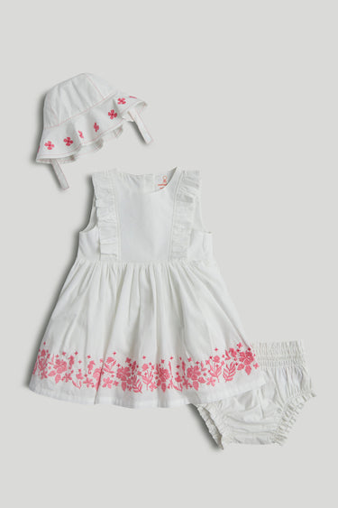 Mothercare White Dress, Knickers and Hat Outfit