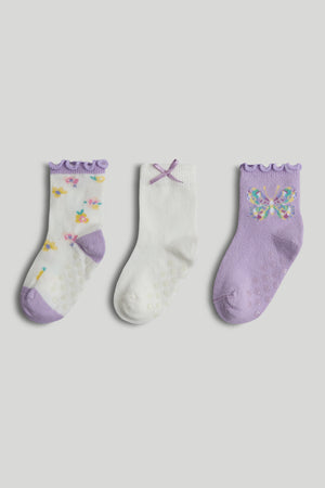 Mothercare 3 Pack Butterfly Slip-Resist Socks