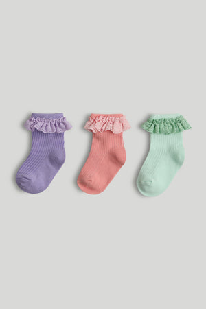 Mothercare 3 Pack Pastel Lace Baby Socks