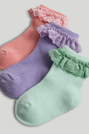 Mothercare 3 Pack Pastel Lace Baby Socks