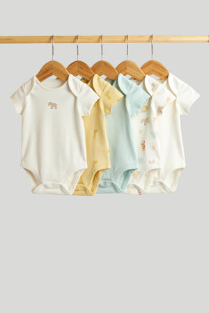 Mothercare 5 Pack Safari Short-Sleeved Bodysuits