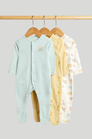 Mothercare 3 Pack Safari Sleepsuits