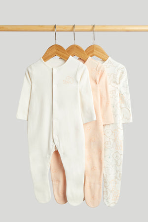 Mothercare 3 Pack Animal Sleepsuits