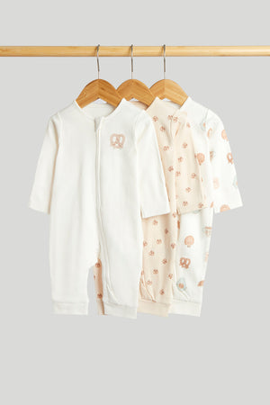 Mothercare 3 Pack My First Zip-Up Sleepsuits