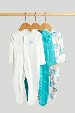 Mothercare 3 Pack Dinosaur Sleepsuits
