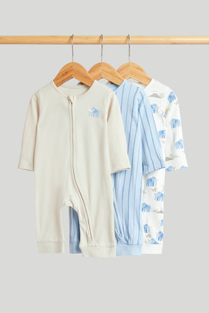 Mothercare 3 Pack My First Zip-Up Sleepsuits