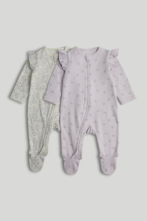 Mothercare 2 Pack Swan Zip-Up Sleepsuits