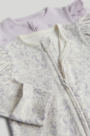 Mothercare 2 Pack Swan Zip-Up Sleepsuits