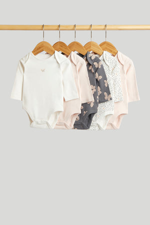 Mothercare 5 Pack Butterfly Long-Sleeved Bodysuits