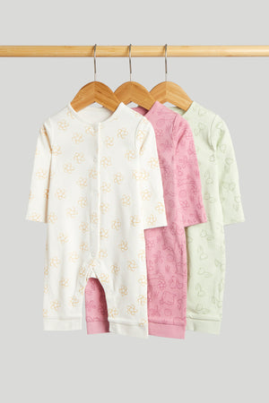 Mothercare 3 Pack Animals Footless Sleepsuits