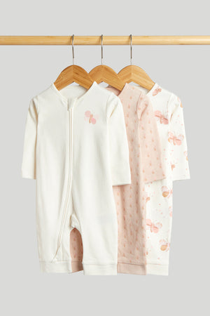 Mothercare 3 Pack My First Zip-Up Sleepsuits