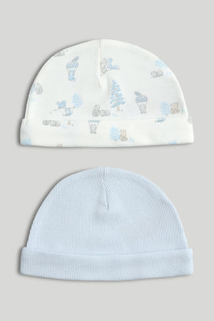Mothercare 2 Pack My First Blue Baby Hats