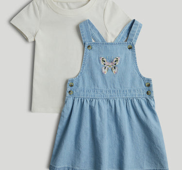 Mothercare Denim Pinny Dress and T-Shirt Outfit