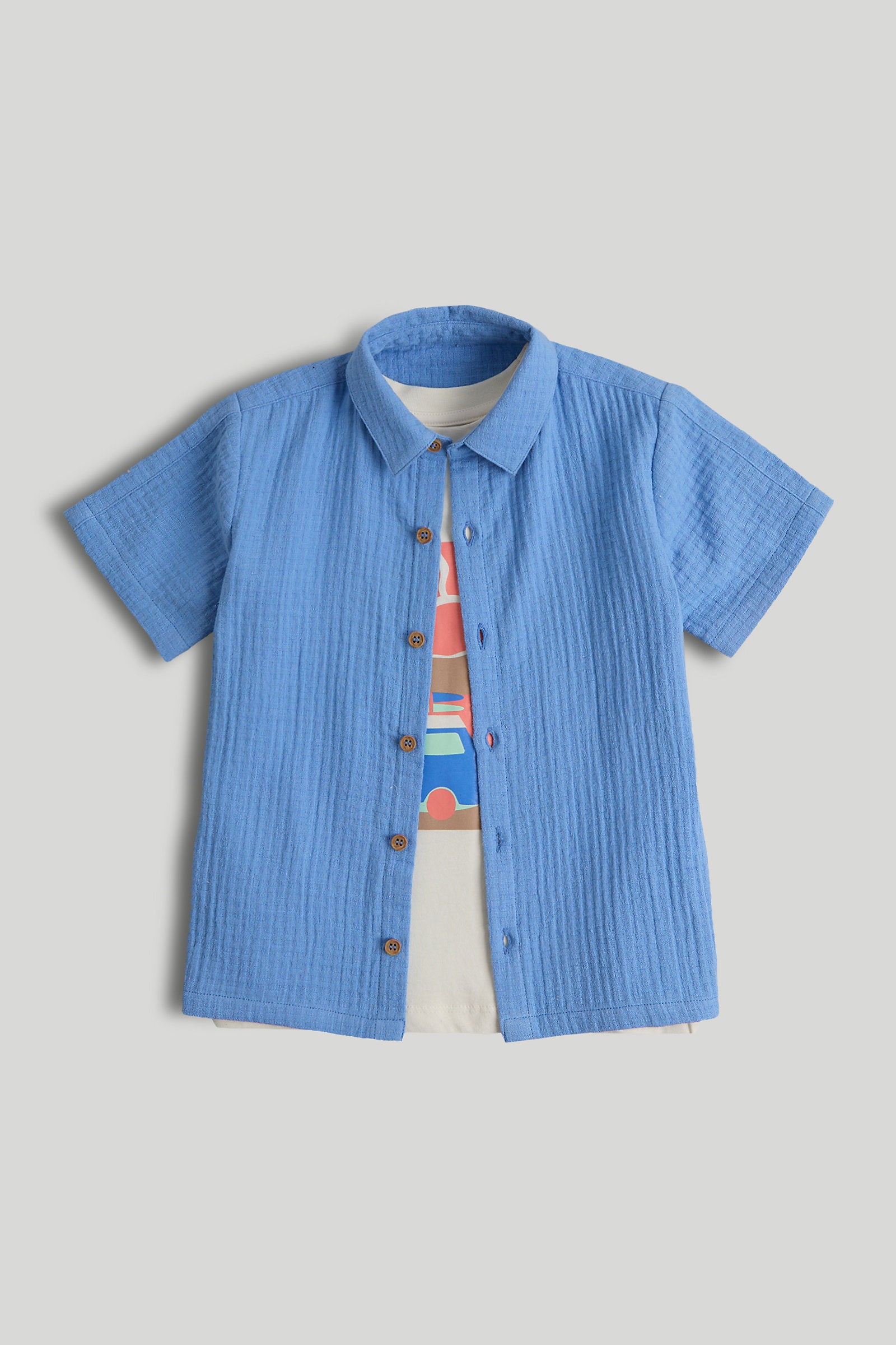 Mothercare Waffle Shirt and T-Shirt Set